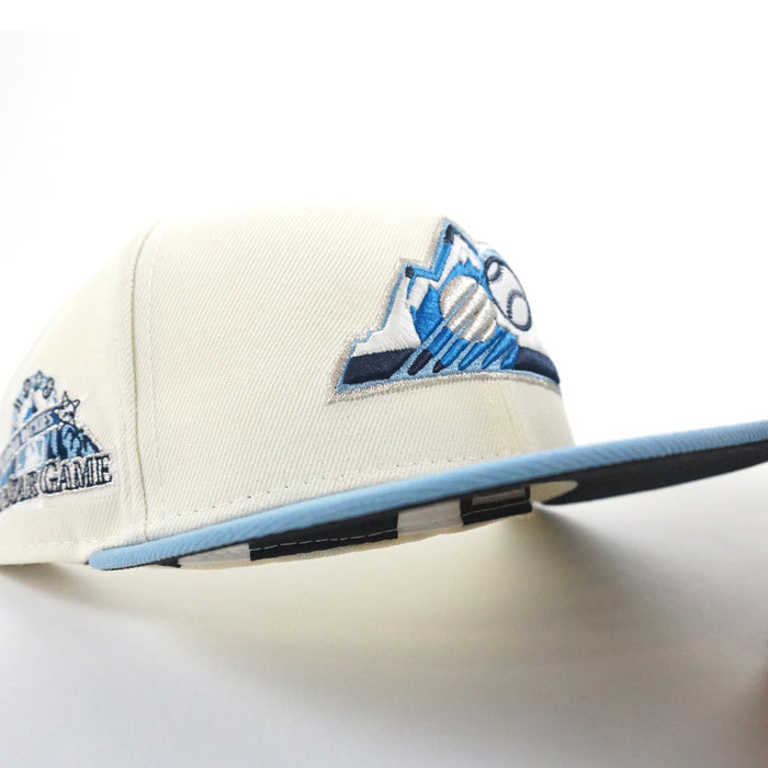 Colorado Rockies 1998 All Star Game New Era 59Fifty Fitted Hat (GITD Chrome White Sky Navy Under Brim)