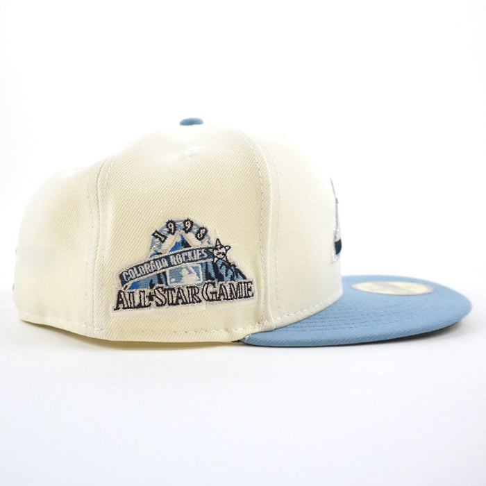 Colorado Rockies 1998 All Star Game New Era 59Fifty Fitted Hat (GITD Chrome White Sky Navy Under Brim)