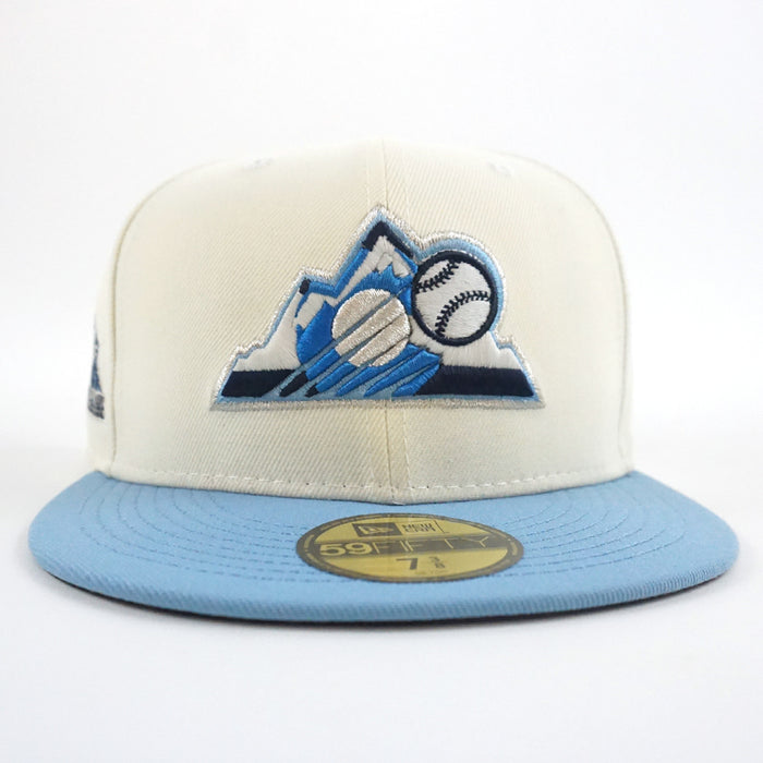 Colorado Rockies 1998 All Star Game New Era 59Fifty Fitted Hat (GITD Chrome White Sky Navy Under Brim)