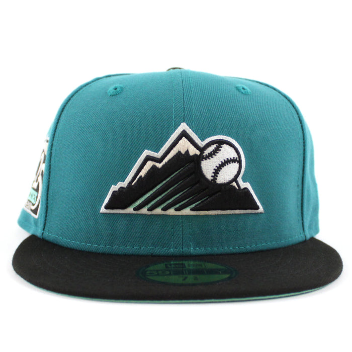 Colorado Rockies 25th Anniversary New Era 59Fifty Fitted Hat (GITD Aqua Black Mint Under Brim)