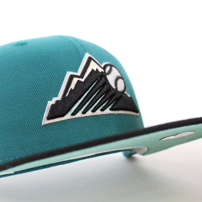 Colorado Rockies 25th Anniversary New Era 59Fifty Fitted Hat (GITD Aqua Black Mint Under Brim)