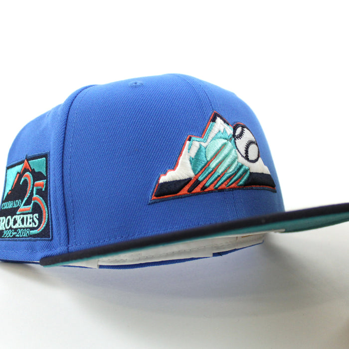Colorado Rockies 25TH Anniversary New Era 59Fifty Fitted Hat (GITD Blue Navy Aqua Under Brim)
