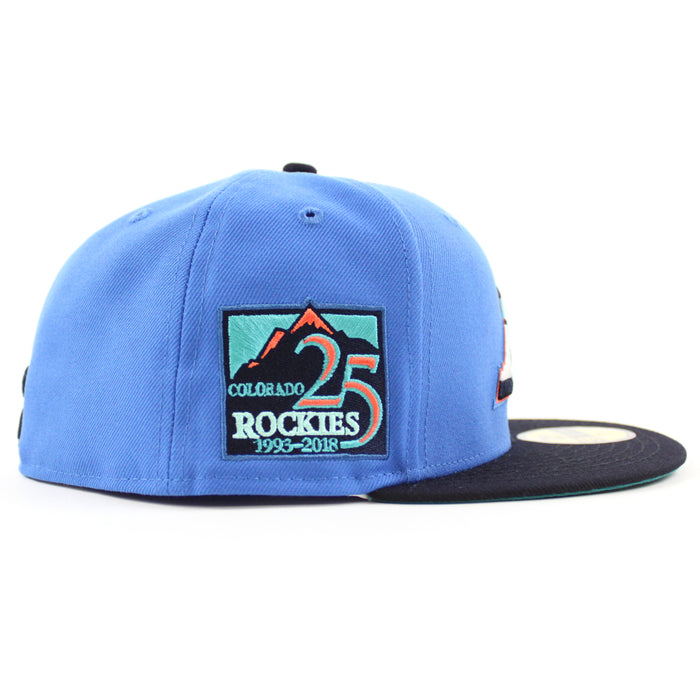 Colorado Rockies 25TH Anniversary New Era 59Fifty Fitted Hat (GITD Blue Navy Aqua Under Brim)