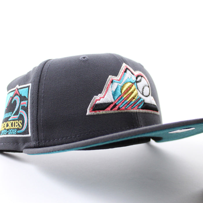 Colorado Rockies 25th Anniversary New Era 59Fifty Fitted Hat (GITD Gray Turquoise Under Brim)