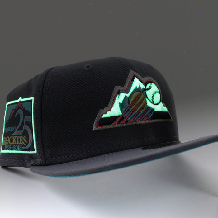 Colorado Rockies 25th Anniversary New Era 59Fifty Fitted Hat (GITD Gray Turquoise Under Brim)