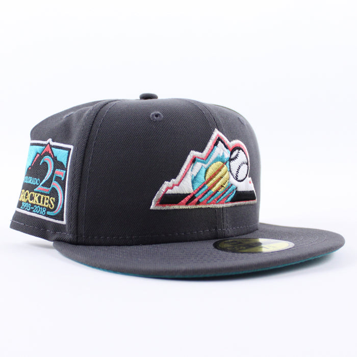 Colorado Rockies 25th Anniversary New Era 59Fifty Fitted Hat (GITD Gray Turquoise Under Brim)