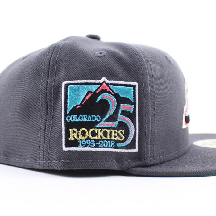 Colorado Rockies 25th Anniversary New Era 59Fifty Fitted Hat (GITD Gray Turquoise Under Brim)