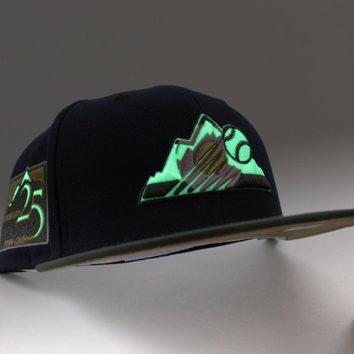 Colorado Rockies 25th Anniversary New Era 59Fifty Fitted Hat (GITD Navy Dark Seaweed Khaki Under Brim)