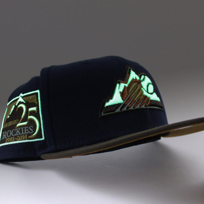 Colorado Rockies 25TH Anniversary New Era 59Fifty Fitted Hat (GITD Oceanside Blue Walnut Peanut Under Brim)