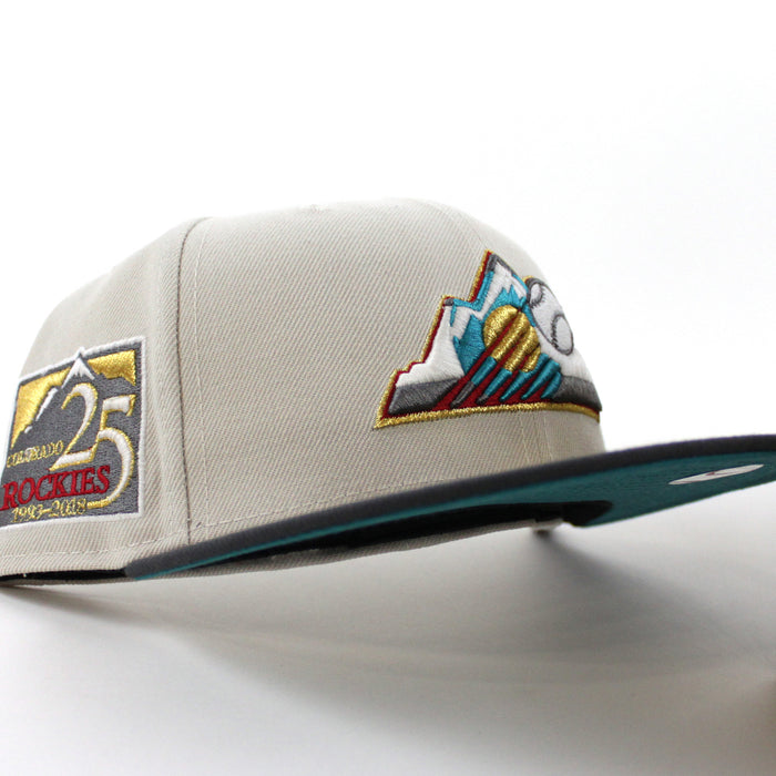 Colorado Rockies 25th Anniversary New Era 59Fifty Fitted Hat (GITD Stone Dark Graphite Teal Under Brim)