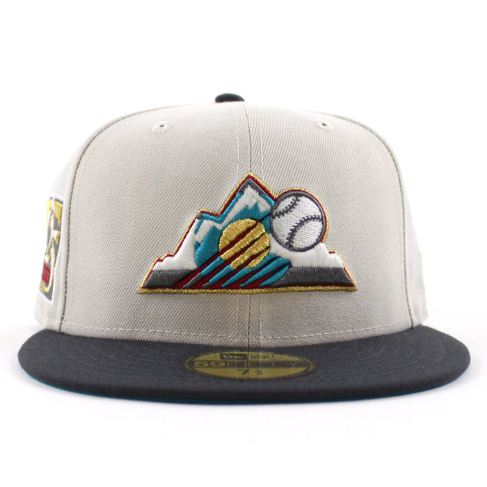 Colorado Rockies 25th Anniversary New Era 59Fifty Fitted Hat (GITD Stone Dark Graphite Teal Under Brim)