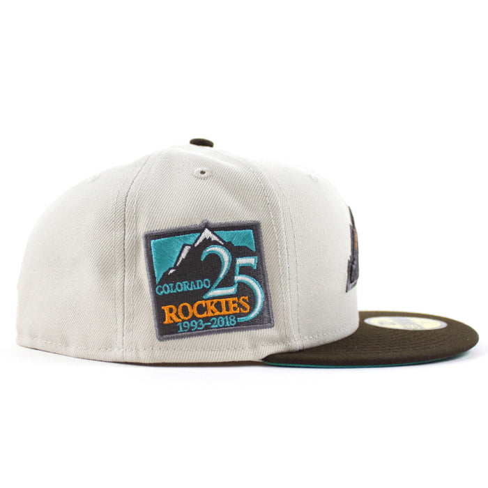 Colorado Rockies 25th Anniversary New Era 59Fifty Fitted Hat (GITD Stone Walnut Teal Under Brim)