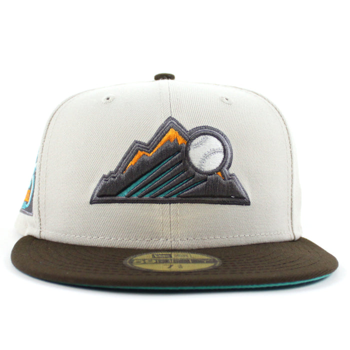 Colorado Rockies 25th Anniversary New Era 59Fifty Fitted Hat (GITD Stone Walnut Teal Under Brim)