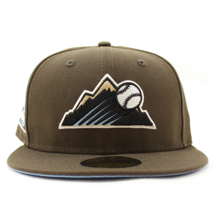Colorado Rockies 25th Anniversary New Era 59Fifty Fitted Hat (GITD Walnut Sky Blue Under Brim)