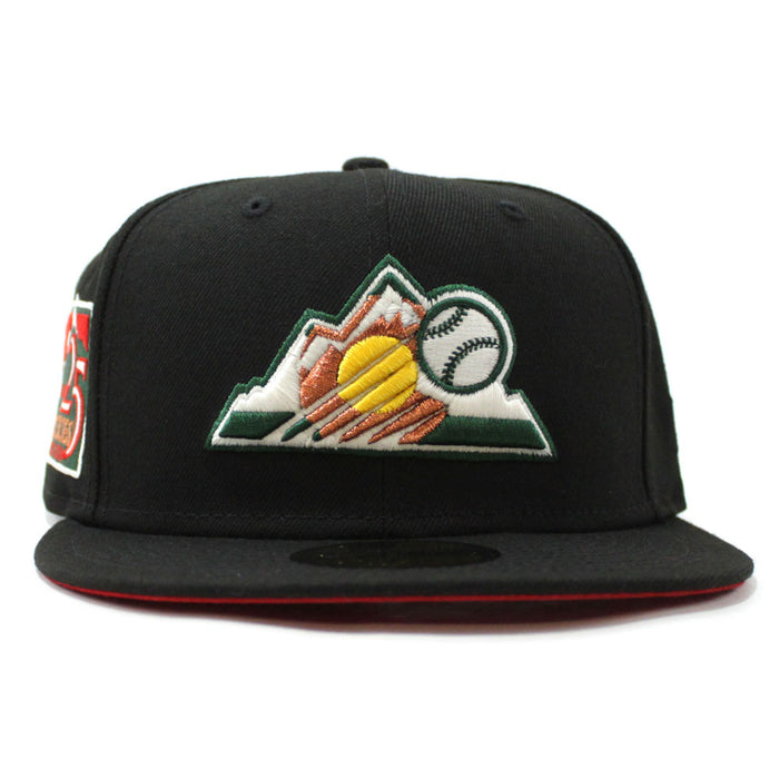 Colorado Rockies 25th Anniversary New Era 59Fifty Fitted Hat (Glow in the Dark Black Green Copper Yellow Red Under Brim)