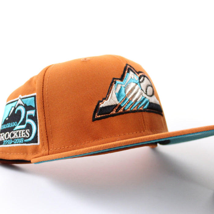 Colorado Rockies 25th Anniversary New Era 59Fifty Fitted Hat (Rust Aqua Under Brim)