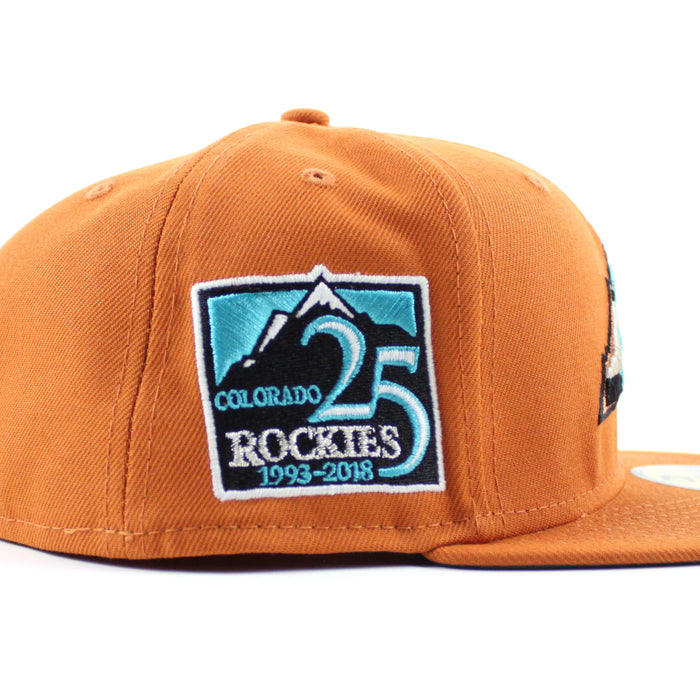 Colorado Rockies 25th Anniversary New Era 59Fifty Fitted Hat (Rust Aqua Under Brim)