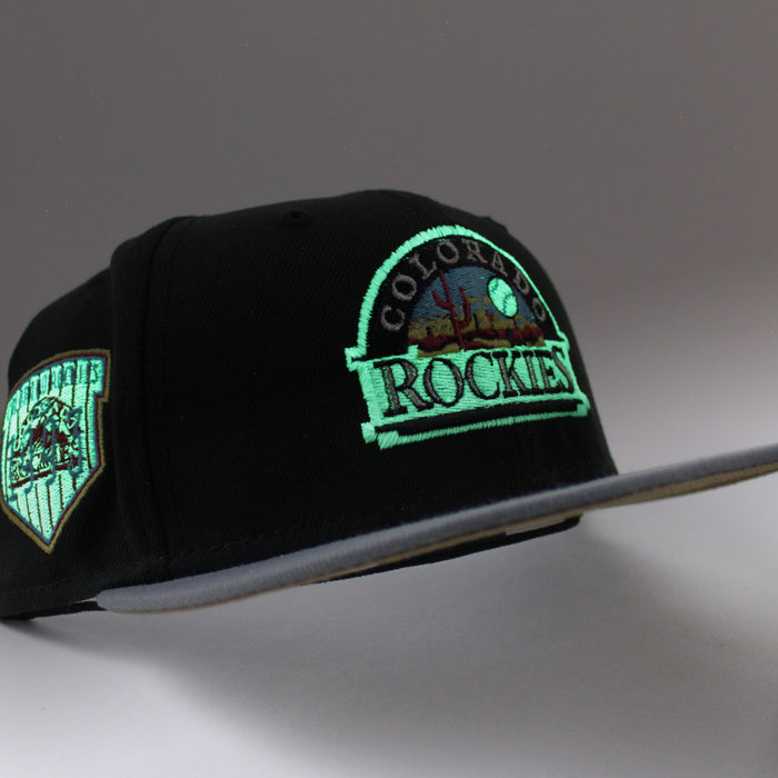 Colorado Rockies EST 1993 New Era 59Fifty Fitted Hat (GITD Black Gray Khaki Under Brim)