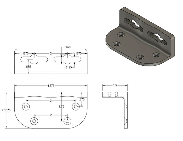 Corner Bed Bracket No Lip, Set of 4