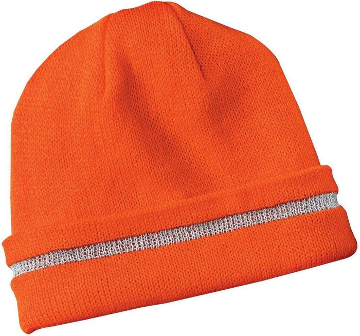 no-logo Cornerstone Enhanced Visibility Beanie With Reflective Stripe-Regular-CornerStone-Safety Orange/Reflective-OSFA-Thread Logic
