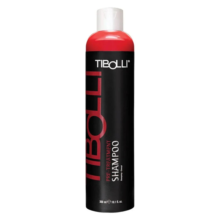 Tibolli Pre-Treatment Shampoo 300 ml black bottle with a red shoulder and white cap on a white background
