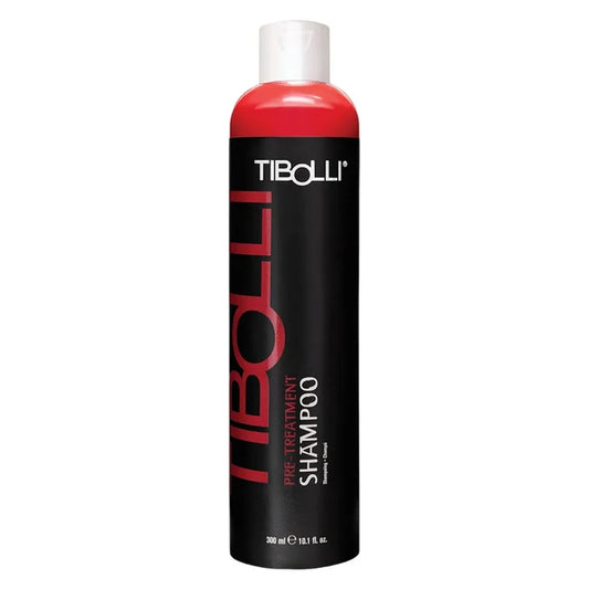 Tibolli Pre-Treatment Shampoo 300 ml black bottle with a red shoulder and white cap on a white background