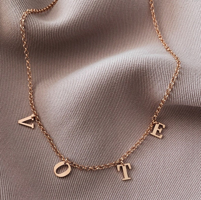 Dangle Letter Charms Choker Necklace