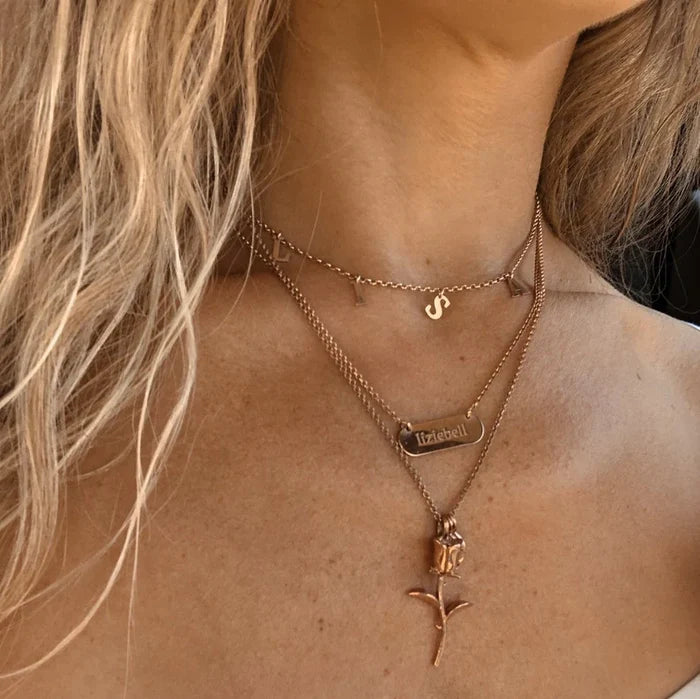 Dangle Letter Charms Choker Necklace