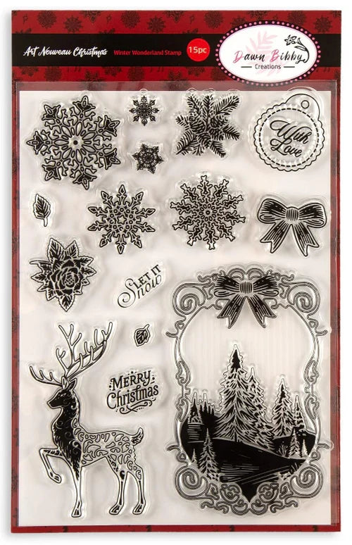 Dawn Bibby - Stamp - Art Nouveau. - Winter Wonderland. Available at Embellish Away located in Bowmanville Ontario Canada.