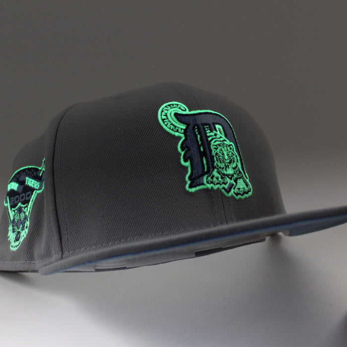 Detroit Tigers 2000 Tigers Stadium Patch New Era 59Fifty Fitted Hat V2 (GITD Grey Storm Gray Sky Blue Under Brim)
