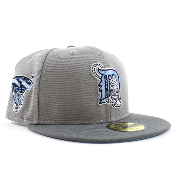 Detroit Tigers 2000 Tigers Stadium Patch New Era 59Fifty Fitted Hat V2 (GITD Grey Storm Gray Sky Blue Under Brim)