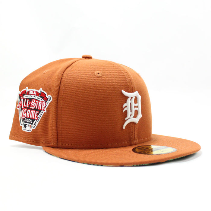 Detroit Tigers 2005 All-Star Game New Era 59Fifty Fitted Hat (Glow in the Dark Logo Rust Floral Under Brim)