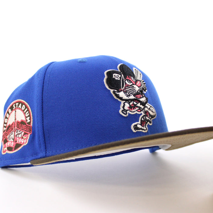 Detroit Tigers Tiger Stadium New Era 59Fifty Fitted Hat (Azure Blue Brown Khaki Under Brim)