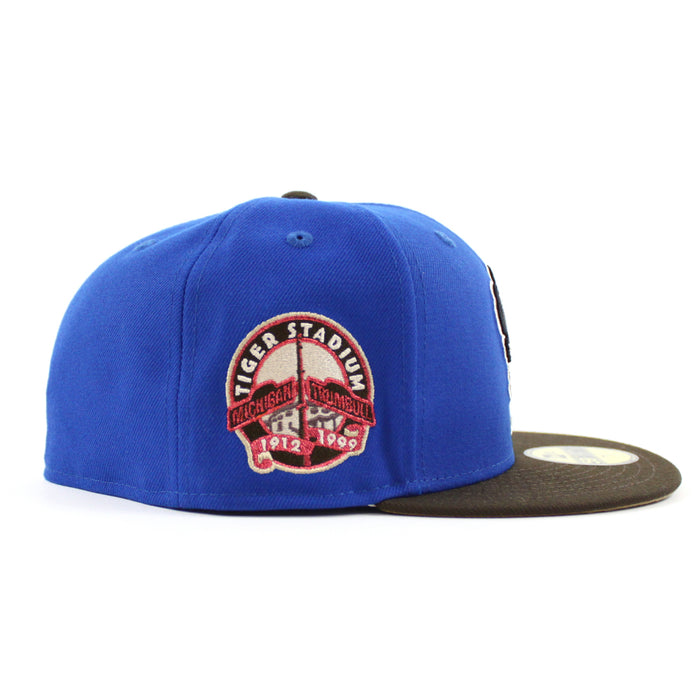 Detroit Tigers Tiger Stadium New Era 59Fifty Fitted Hat (Azure Blue Brown Khaki Under Brim)