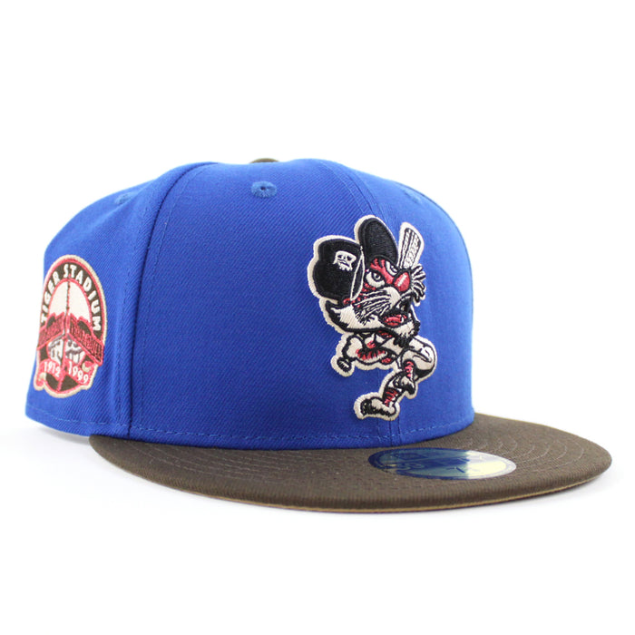 Detroit Tigers Tiger Stadium New Era 59Fifty Fitted Hat (Azure Blue Brown Khaki Under Brim)
