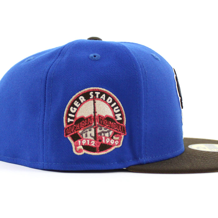 Detroit Tigers Tiger Stadium New Era 59Fifty Fitted Hat (Azure Blue Brown Khaki Under Brim)