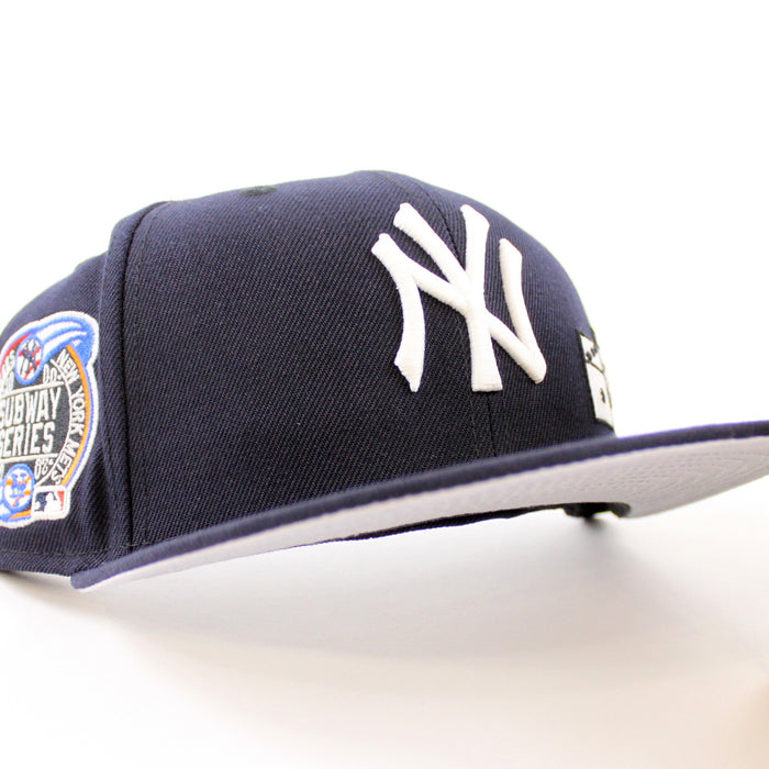 Dice New York Yankees 2000 World Series Patch New Era Fitted 59Fifty Hat (GITD Subway Series Navy Gray Under Brim)