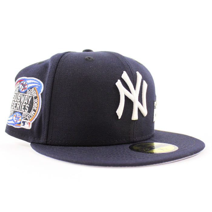 Dice New York Yankees 2000 World Series Patch New Era Fitted 59Fifty Hat (GITD Subway Series Navy Gray Under Brim)
