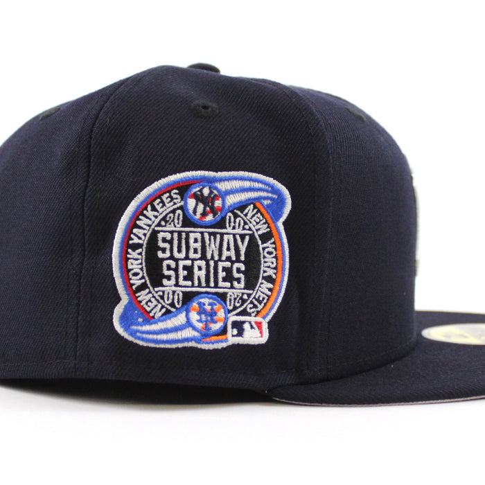 Dice New York Yankees 2000 World Series Patch New Era Fitted 59Fifty Hat (GITD Subway Series Navy Gray Under Brim)