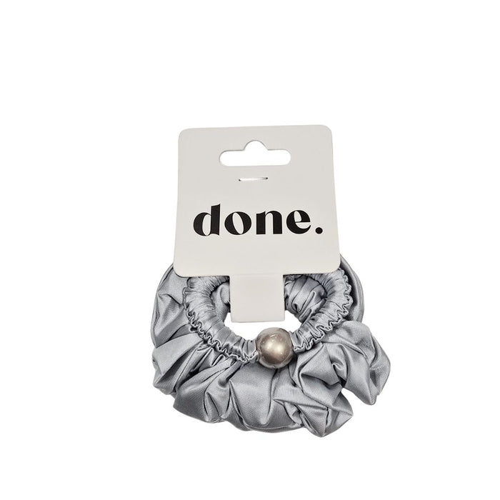 Done Scrunchie Pearl Accent 2 piece Satin Pale Blue/Grey