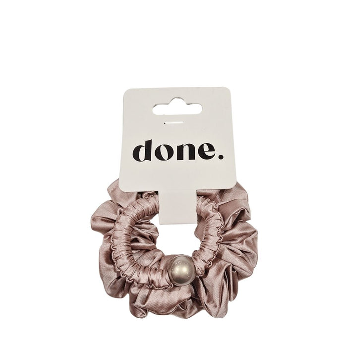 Done Scrunchie Pearl Accent 2 piece Satin Pale Pink