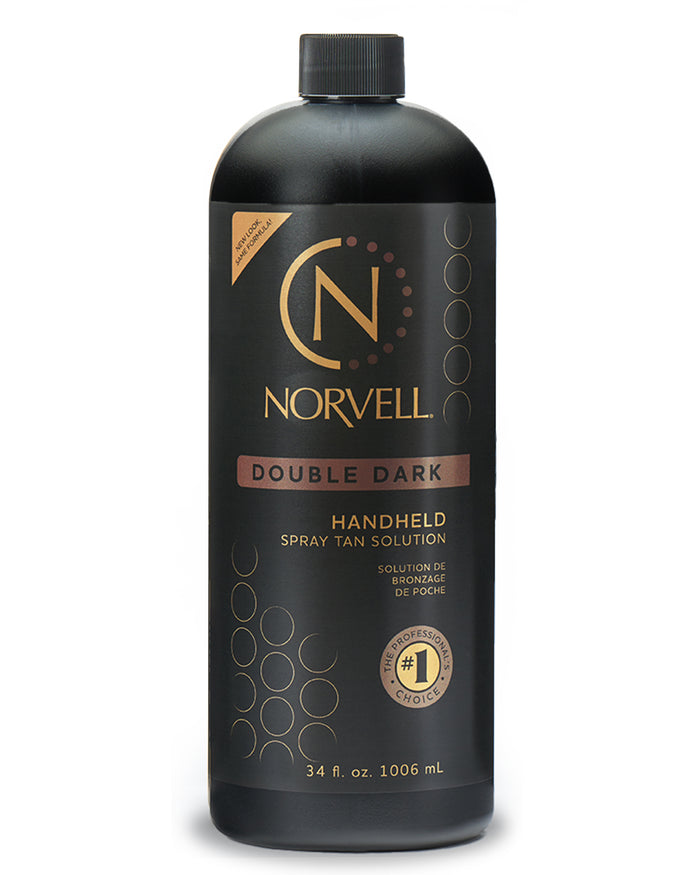 Front view of Norvell Double Dark, Professional Spray Tan Solution 34oz Bottle on a white background