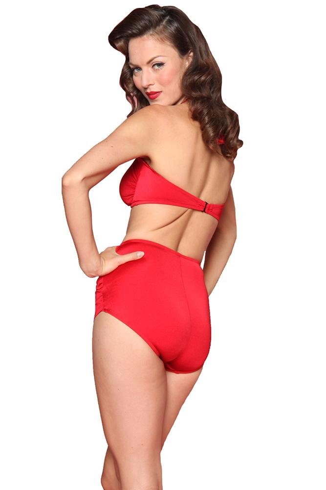 Esther Williams Retro High Waisted Solid Two-Piece Swimsuit Bottom E09001P - RED - Destination PSP