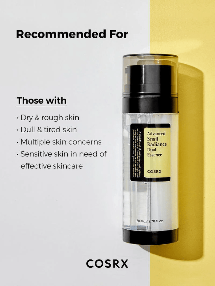 Cosrx Advanced Snail Radiance Dual Essence 80ml كوسركس أدفانسد سنيل راديانس ثنائي الجوهر - Princess Cosmetics Qatar