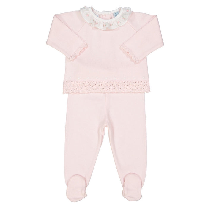 Feltman Pink Ruffle Collar 2pc Knit Set