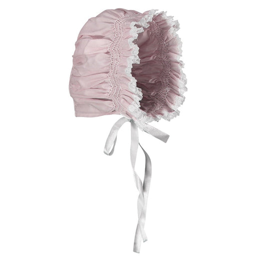 Feltman Pink Smocked Lace Bonnet