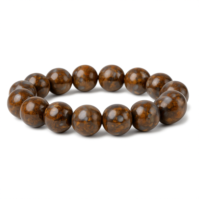 Handcrafted Fire Lace Opal beaded bracelet with natural earthy tones and a gold-plated spacer, made in Melbourne.