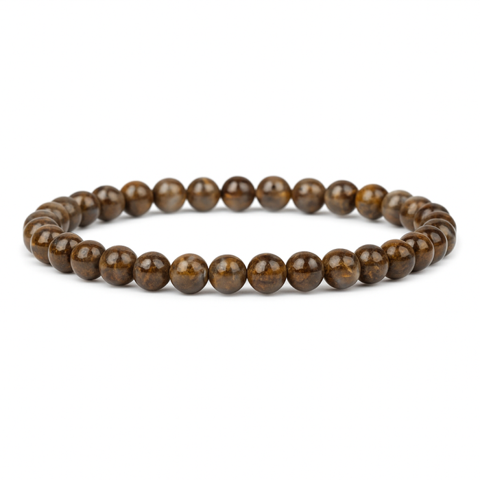 Fire Lace Opal Beaded Bracelet with natural earthy tones, handcrafted with gold-plated spacer bead, elasticated design.