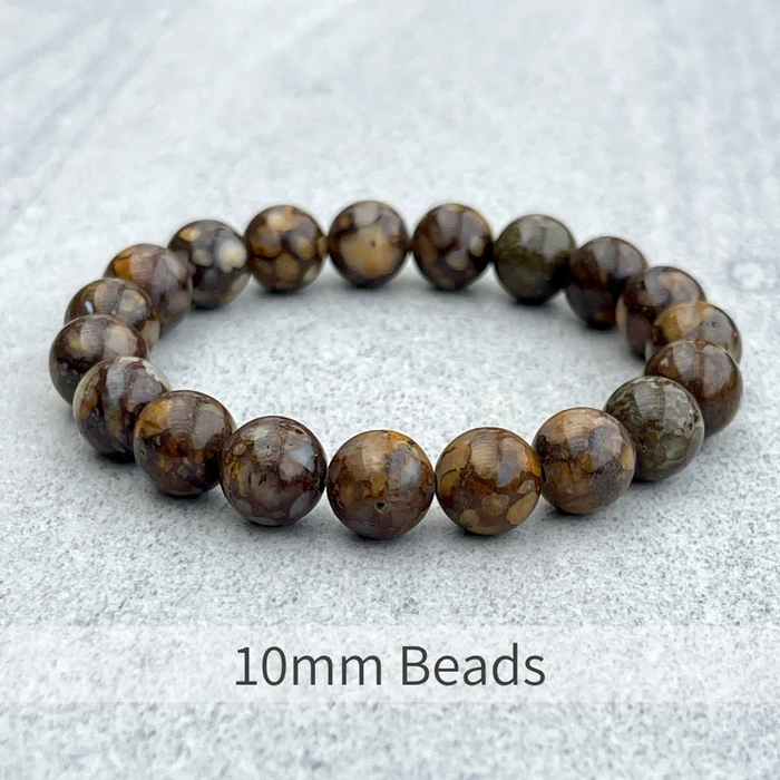 Fire Lace Opal beaded bracelet with 10mm natural opal stones, handcrafted for unique style.