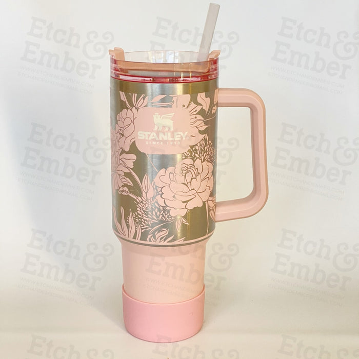 Floral Custom Stanley Adventure Quencher 40 Oz Tumbler Tumblers